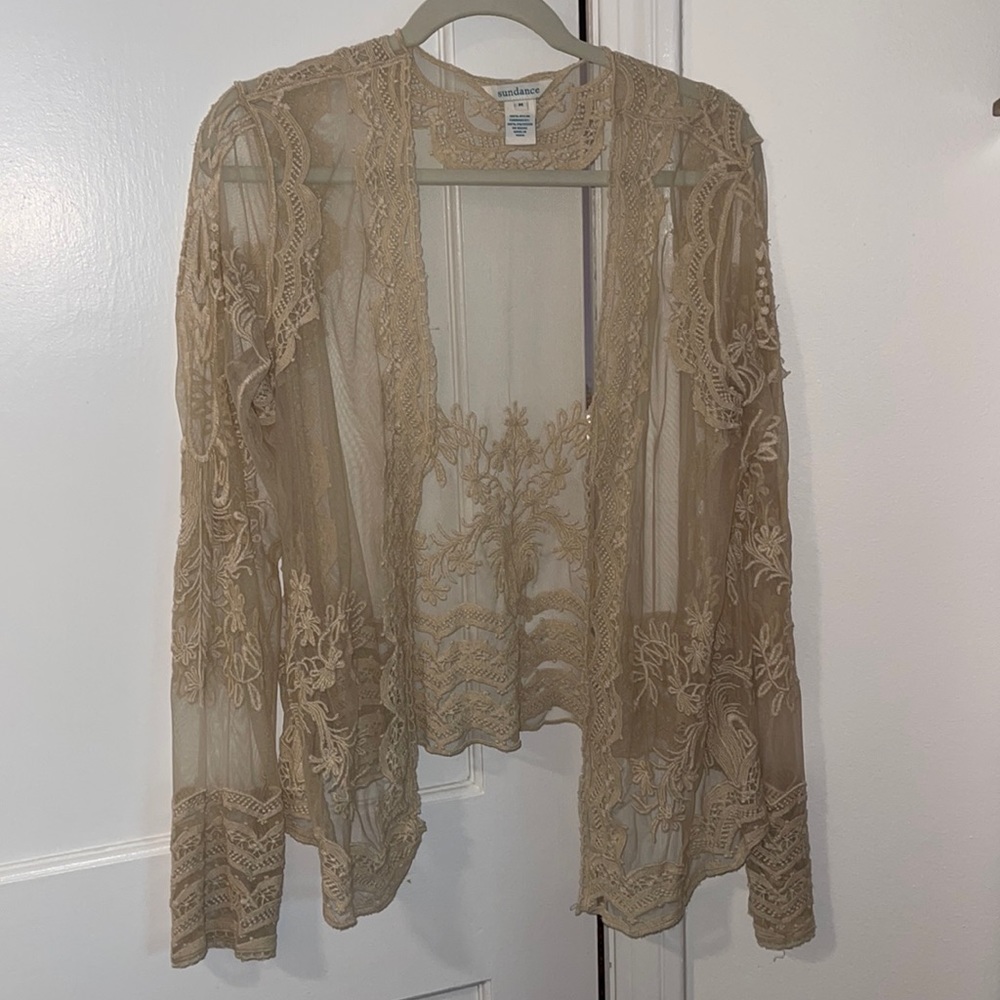 Sundance ivory lace jacket size M.
